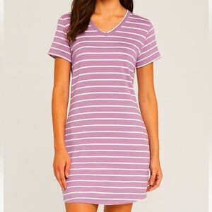 Striped Short Sleeve  Tee Shirt Dress Pullover  32 DEGREES Cool Size Small